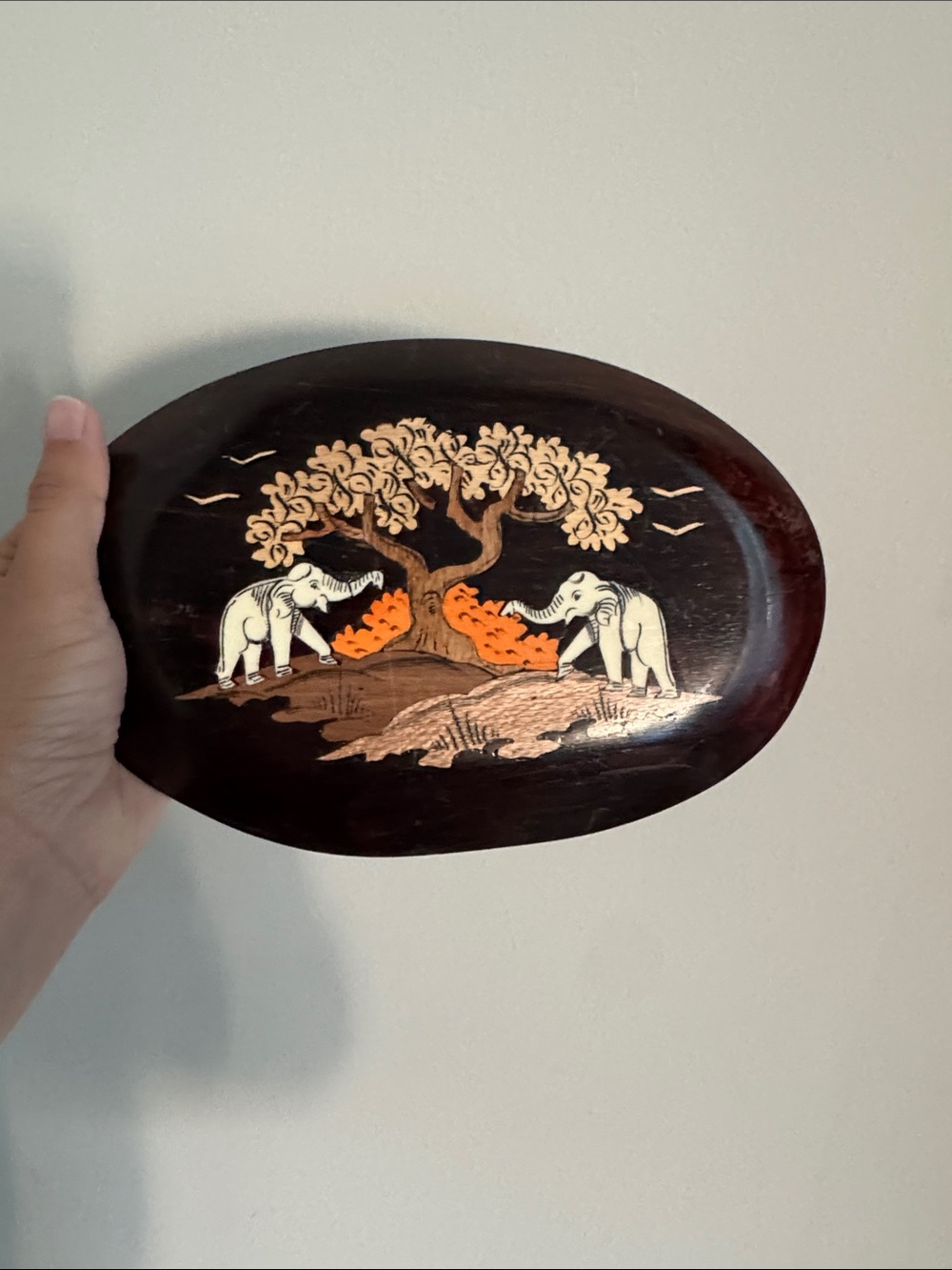 Handcrafted Indian rosewood Wood Elephant inlay wall Plaque